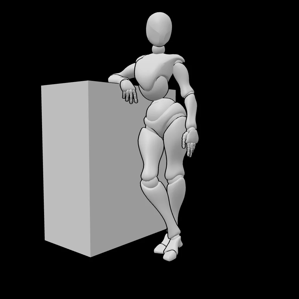 Female bar counter pose, 3D avatar
