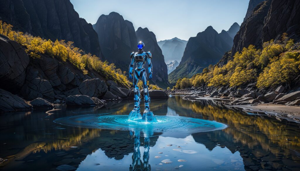 Robot in a lake - landscape