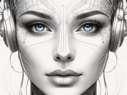 Female android with blue eyes