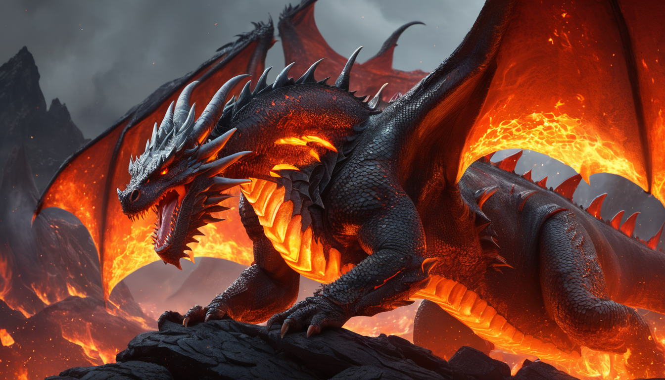 Mighty dragon fantasy illustration