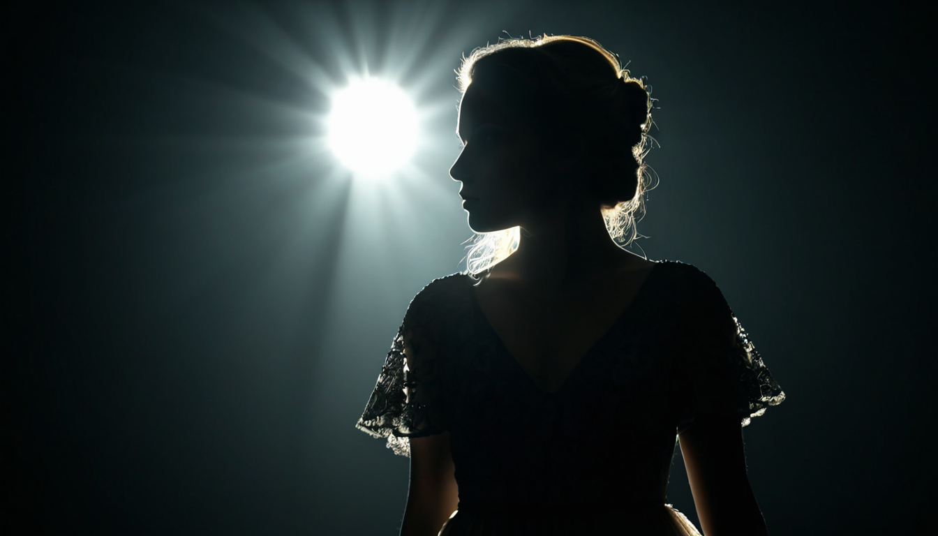 Studio portrait of a girl with backlighting