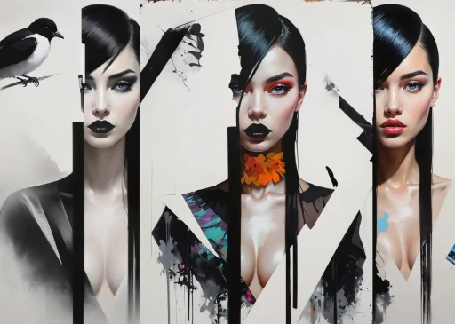 Painting of three women and a bird