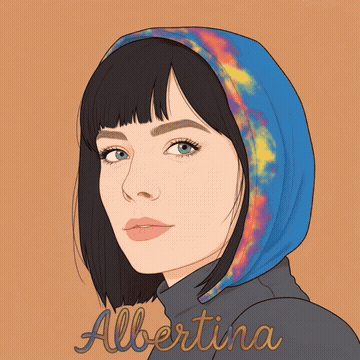 The finished Animate Me result: an illustrated portrait giving a subtle wink, looping